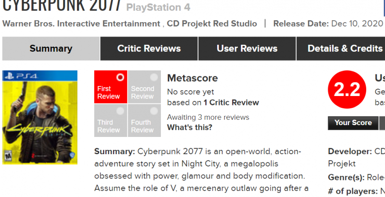 Anthem' Has Better Metacritic User Score Than 'Cyberpunk 2077' On Console