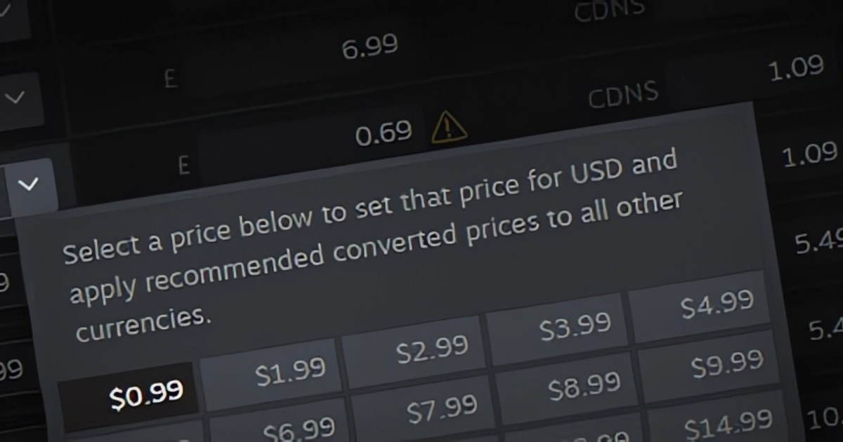 New minimum allowed price on Steam for non-USD currencies must be equivalent to the $0.99 tier