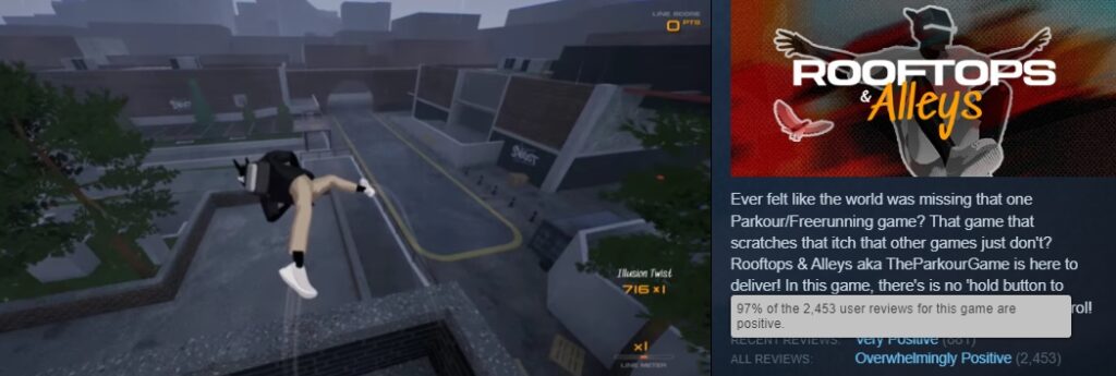 Indie parkour game Rooftops & Alleys hits 70k copies sold in its first ...